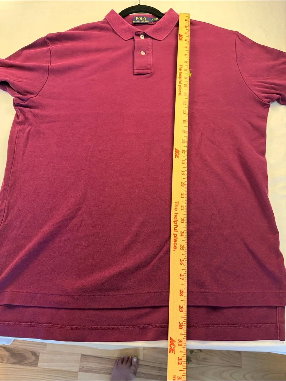 Polo by Ralph Lauren Men's Plum Polo Shirt with Green Logo Sz L